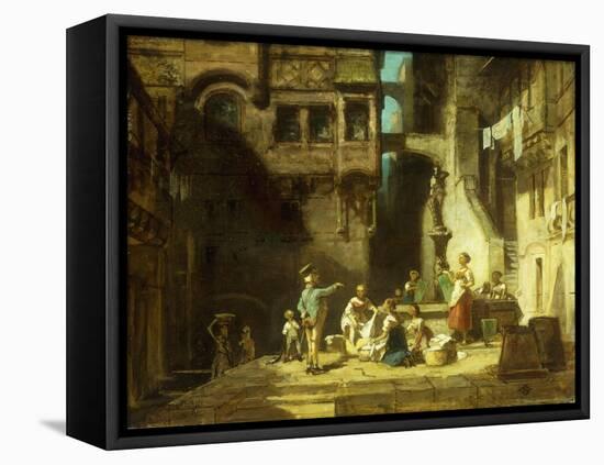 Laundry Women at the Well-Carl Spitzweg-Framed Premier Image Canvas