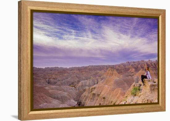 Laura Grier at Sunrise at the Badlands, Black Hills, South Dakota-Laura Grier-Framed Premier Image Canvas