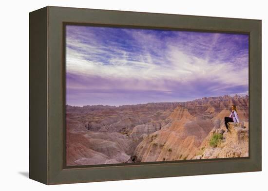 Laura Grier at Sunrise at the Badlands, Black Hills, South Dakota-Laura Grier-Framed Premier Image Canvas