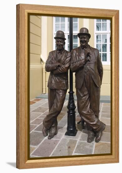 Laurel and Hardy Statue, Coronation Hall, Ulverston, Cumbria, 2009-Peter Thompson-Framed Premier Image Canvas