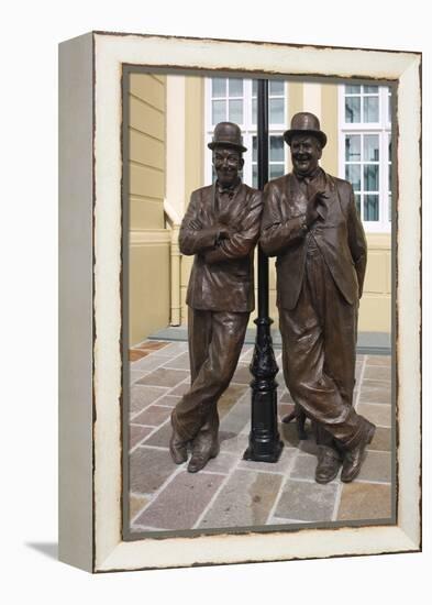 Laurel and Hardy Statue, Coronation Hall, Ulverston, Cumbria, 2009-Peter Thompson-Framed Premier Image Canvas