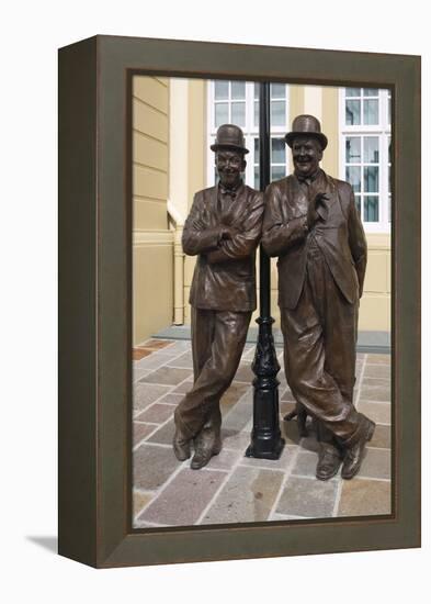 Laurel and Hardy Statue, Coronation Hall, Ulverston, Cumbria, 2009-Peter Thompson-Framed Premier Image Canvas