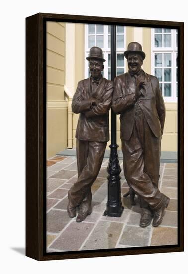 Laurel and Hardy Statue, Coronation Hall, Ulverston, Cumbria, 2009-Peter Thompson-Framed Premier Image Canvas