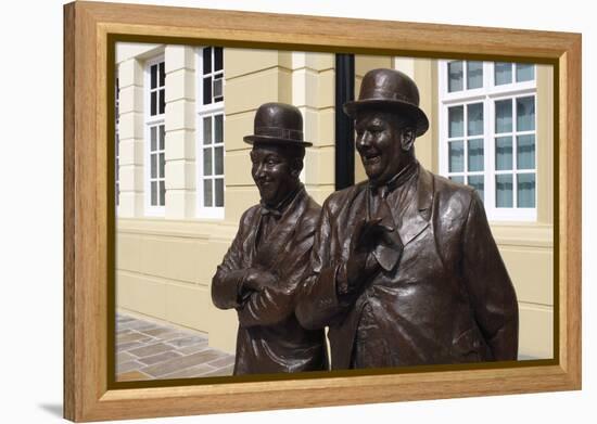 Laurel and Hardy Statue, Coronation Hall, Ulverston, Cumbria, 2009-Peter Thompson-Framed Premier Image Canvas