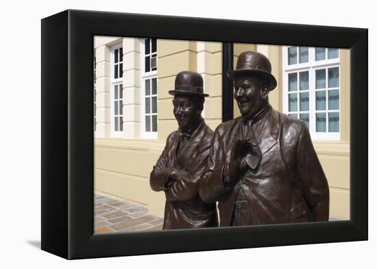 Laurel and Hardy Statue, Coronation Hall, Ulverston, Cumbria, 2009-Peter Thompson-Framed Premier Image Canvas