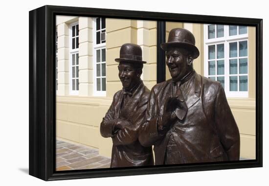 Laurel and Hardy Statue, Coronation Hall, Ulverston, Cumbria, 2009-Peter Thompson-Framed Premier Image Canvas