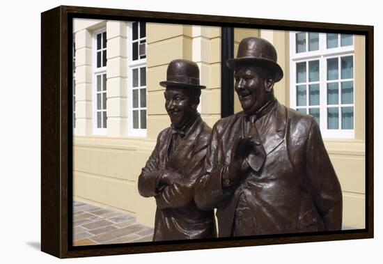 Laurel and Hardy Statue, Coronation Hall, Ulverston, Cumbria, 2009-Peter Thompson-Framed Premier Image Canvas