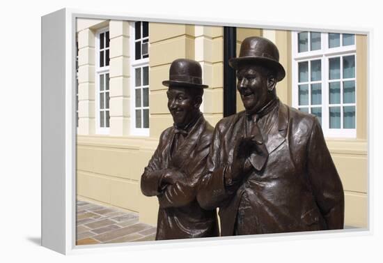 Laurel and Hardy Statue, Coronation Hall, Ulverston, Cumbria, 2009-Peter Thompson-Framed Premier Image Canvas