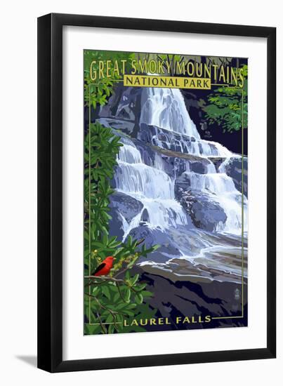 Laurel Falls - Great Smoky Mountains National Park, TN-Lantern Press-Framed Art Print