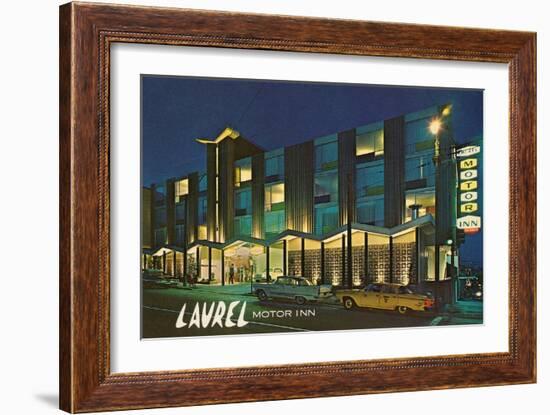 Laurel Motor Inn at Night-null-Framed Art Print