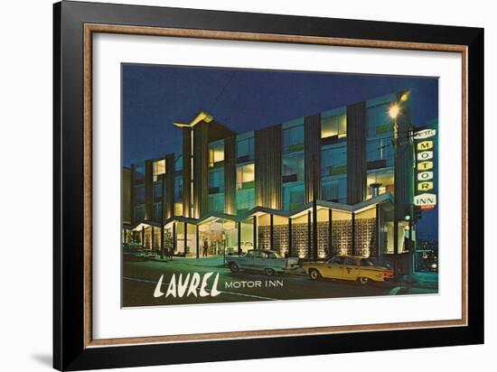 Laurel Motor Inn at Night-null-Framed Art Print