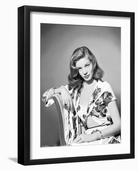 Lauren Bacall, c. 1945 (b/w photo)-null-Framed Photo