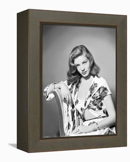 Lauren Bacall, c. 1945 (b/w photo)-null-Framed Stretched Canvas