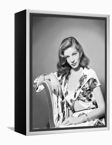 Lauren Bacall, c. 1945 (b/w photo)-null-Framed Stretched Canvas