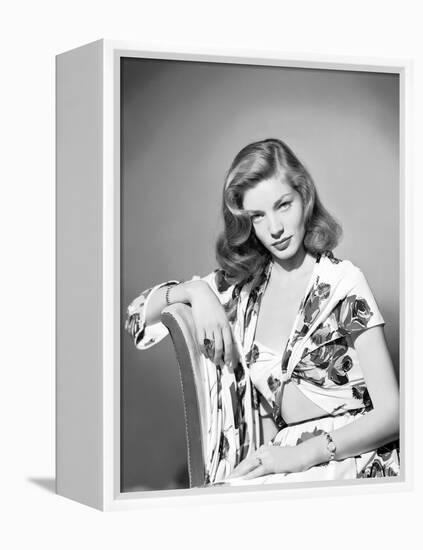 Lauren Bacall, c. 1945 (b/w photo)-null-Framed Stretched Canvas