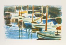 Boats at Dock-Laurent Marcel Salinas-Framed Limited Edition