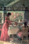 The Coffee is Poured - the Artist's Wife with Their 2 Daughters-Laurits Regner Tuxen-Giclee Print