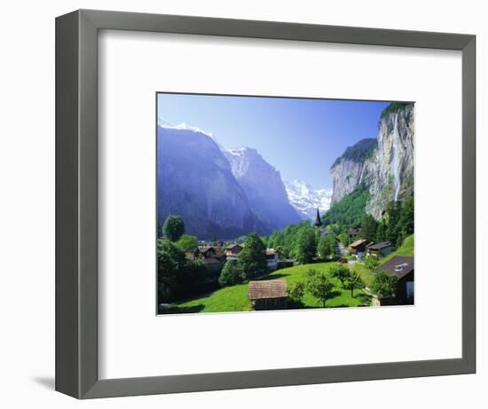 Lauterbrunnen and Staubbach Falls, Jungfrau Region, Swiss Alps, Switzerland, Europe-Roy Rainford-Framed Photographic Print