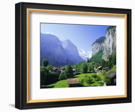 Lauterbrunnen and Staubbach Falls, Jungfrau Region, Swiss Alps, Switzerland, Europe-Roy Rainford-Framed Photographic Print