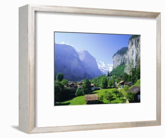 Lauterbrunnen and Staubbach Falls, Jungfrau Region, Swiss Alps, Switzerland, Europe-Roy Rainford-Framed Photographic Print