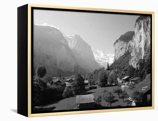 Lauterbrunnen and Staubbach Falls, Jungfrau Region, Swiss Alps, Switzerland, Europe-Roy Rainford-Framed Premier Image Canvas