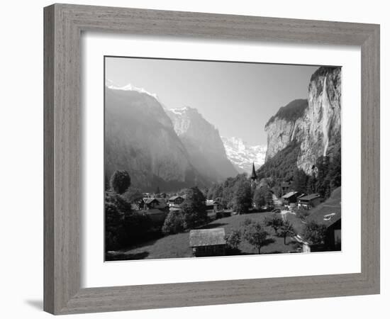 Lauterbrunnen and Staubbach Falls, Jungfrau Region, Swiss Alps, Switzerland, Europe-Roy Rainford-Framed Photographic Print