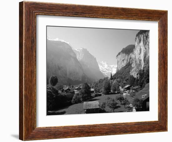 Lauterbrunnen and Staubbach Falls, Jungfrau Region, Swiss Alps, Switzerland, Europe-Roy Rainford-Framed Photographic Print