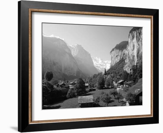 Lauterbrunnen and Staubbach Falls, Jungfrau Region, Swiss Alps, Switzerland, Europe-Roy Rainford-Framed Photographic Print