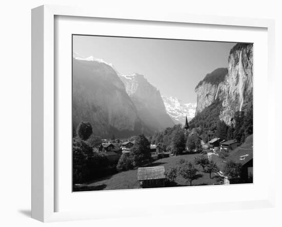 Lauterbrunnen and Staubbach Falls, Jungfrau Region, Swiss Alps, Switzerland, Europe-Roy Rainford-Framed Photographic Print