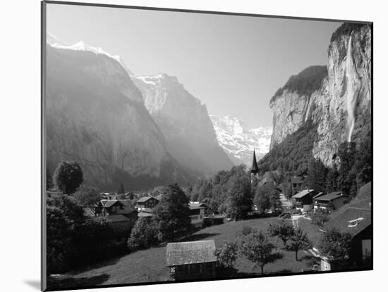 Lauterbrunnen and Staubbach Falls, Jungfrau Region, Swiss Alps, Switzerland, Europe-Roy Rainford-Mounted Photographic Print