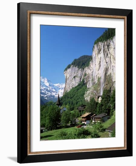 Lauterbrunnen and Staubbach Falls, Jungfrau Region, Switzerland-Roy Rainford-Framed Photographic Print