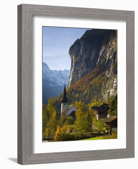 Lauterbrunnen Church, Berner Oberland, Switzerland-Doug Pearson-Framed Photographic Print