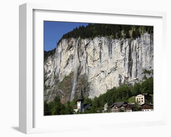 Lauterbrunnen Falls, Lauterbrunnen Valley, Bernese Oberland, Swiss Alps, Switzerland, Europe-Hans Peter Merten-Framed Photographic Print