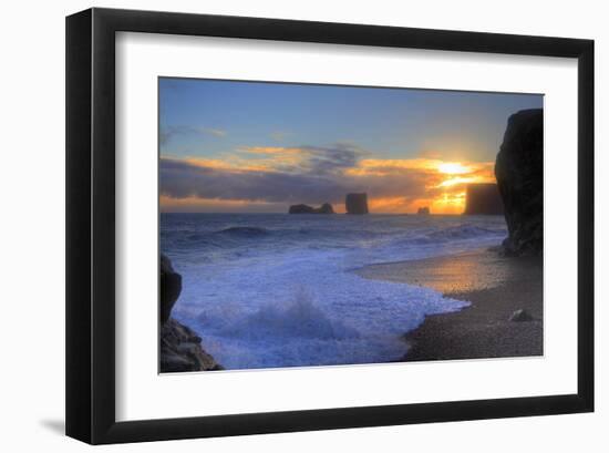 Lava beach at Cape Dyrholaey near Vik i Myrdal, Myrdalur, Iceland-null-Framed Art Print