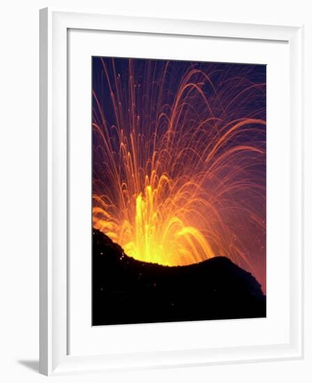 Lava Bursts from Mount Etna, Near Nicolosi, Italy, Wednesday July 25, 2001-Pier Paolo Cito-Framed Photographic Print