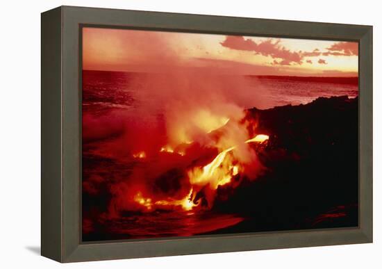 Lava Entering the Pacific Ocean, Hawaii-Magrath Photography-Framed Premier Image Canvas