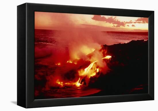 Lava Entering the Pacific Ocean, Hawaii-Magrath Photography-Framed Premier Image Canvas