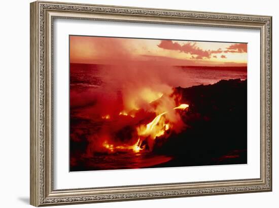 Lava Entering the Pacific Ocean, Hawaii-Magrath Photography-Framed Photographic Print