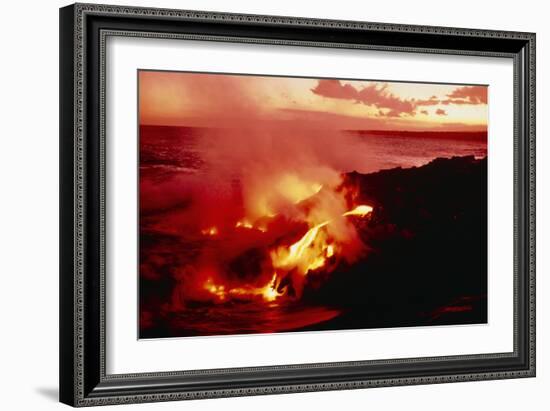 Lava Entering the Pacific Ocean, Hawaii-Magrath Photography-Framed Photographic Print