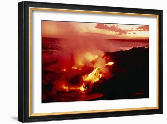 Lava Entering the Pacific Ocean, Hawaii-Magrath Photography-Framed Photographic Print