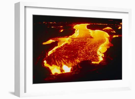 Lava Flow At Night-Dr. Juerg Alean-Framed Photographic Print