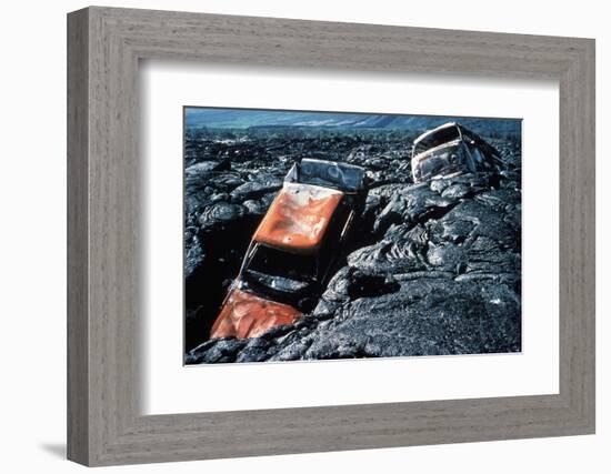 Lava Flow Carrying Automobiles-null-Framed Photographic Print