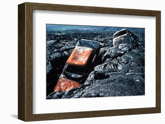 Lava Flow Carrying Automobiles-null-Framed Photographic Print