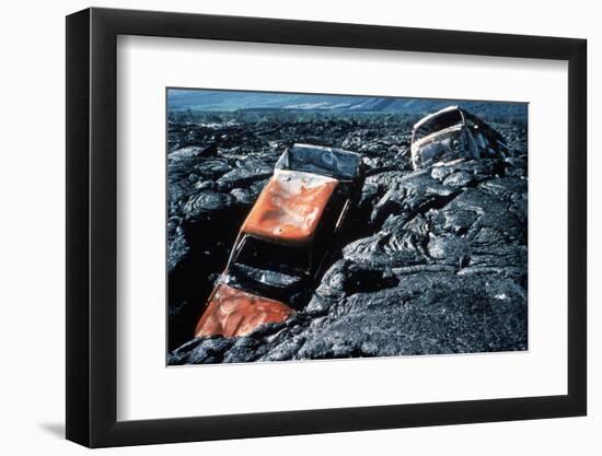 Lava Flow Carrying Automobiles-null-Framed Photographic Print