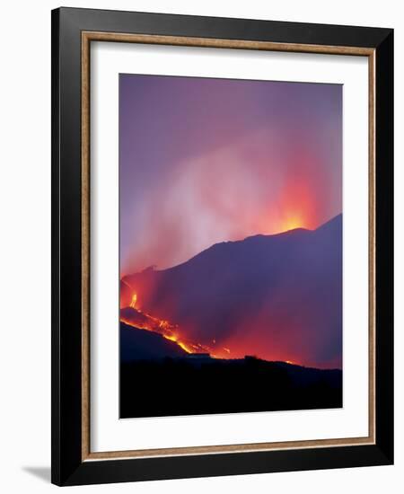 Lava Flow from the Piano Del Lago Cone, Mount Etna During the 2001 Eruptions, Sicily, Italy-Robert Francis-Framed Photographic Print