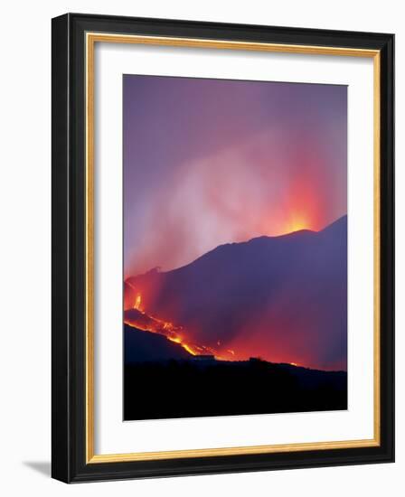 Lava Flow from the Piano Del Lago Cone, Mount Etna During the 2001 Eruptions, Sicily, Italy-Robert Francis-Framed Photographic Print