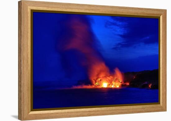 Lava Flowing into Ocean, Hawai'I Volcanoes National Park, Kilauea Volcano, Big Island, Hawaii, Usa-null-Framed Premier Image Canvas