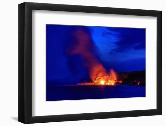 Lava Flowing into Ocean, Hawai'I Volcanoes National Park, Kilauea Volcano, Big Island, Hawaii, Usa-null-Framed Photographic Print