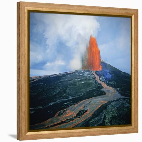 Lava fountain in Pu'u O'o Vent on Kilauea Volcano-Douglas Peebles-Framed Premier Image Canvas