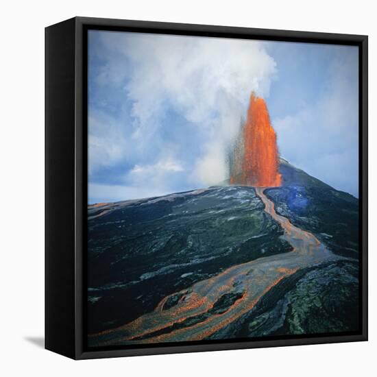 Lava fountain in Pu'u O'o Vent on Kilauea Volcano-Douglas Peebles-Framed Premier Image Canvas